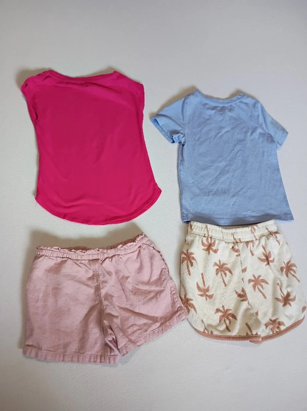 Size 4T Toddler Girls Summer Clothing Lot 4pc Nike Mushroom Palm Tree Pink Tan